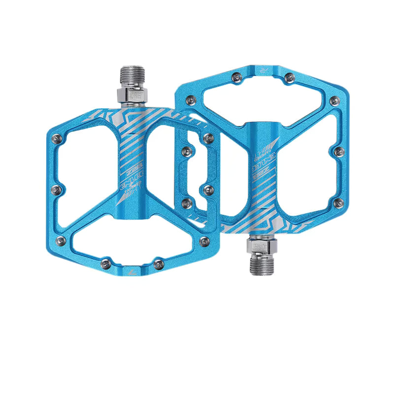ENLEE Enduro Flat Pedals — Blue — CNC aluminium MTB platform pedal