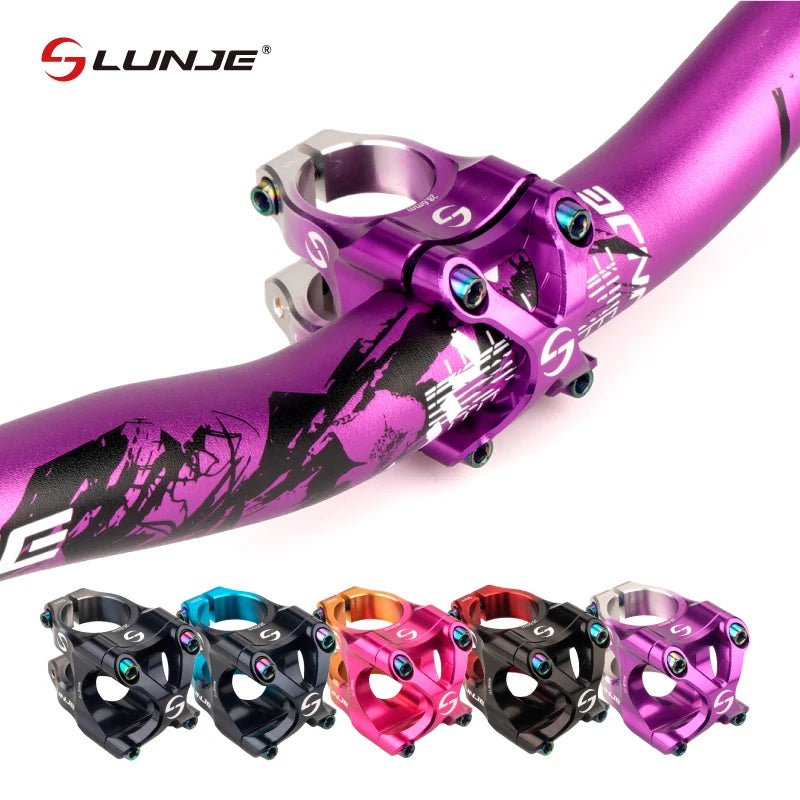 Lunje X Style MTB Stem – All Color Variants with Purple Bar Clamp, 31.8mm CNC Aluminum