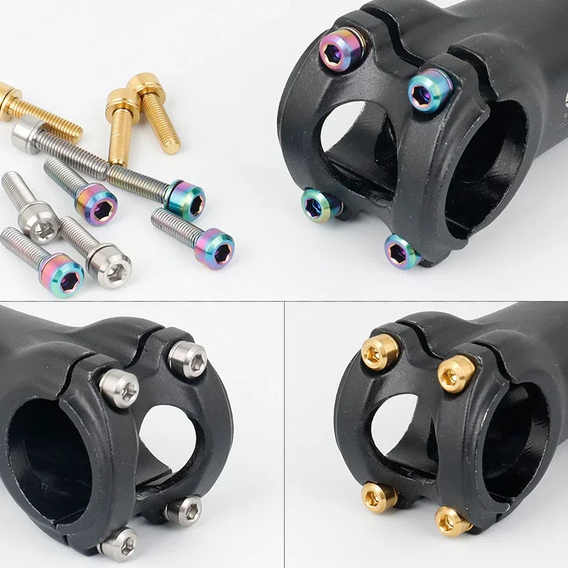 RISK Stem Bolts installed on mountain bike stems