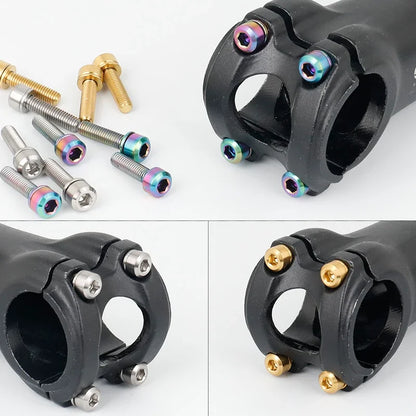 RISK Stem Bolts installed on mountain bike stems