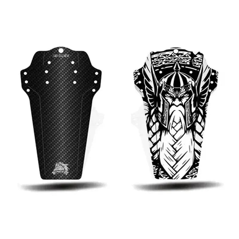 ENLEE Universal MTB Mudguards - Carbon and Graphic styles side by side