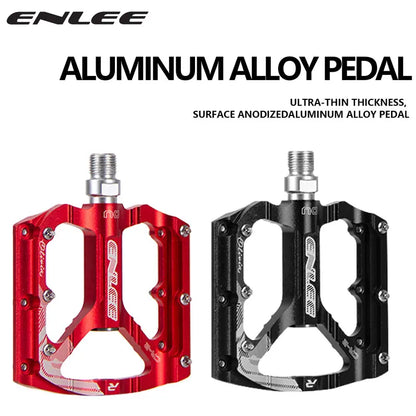 ENLEE Pro-Grip CNC Ultralight MTB Pedals in Anodized Black and Red Finish