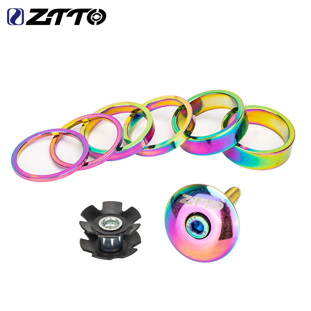 ZTTO CNC Headset Spacer Kit - Anodised Oil Slick / Rainbow