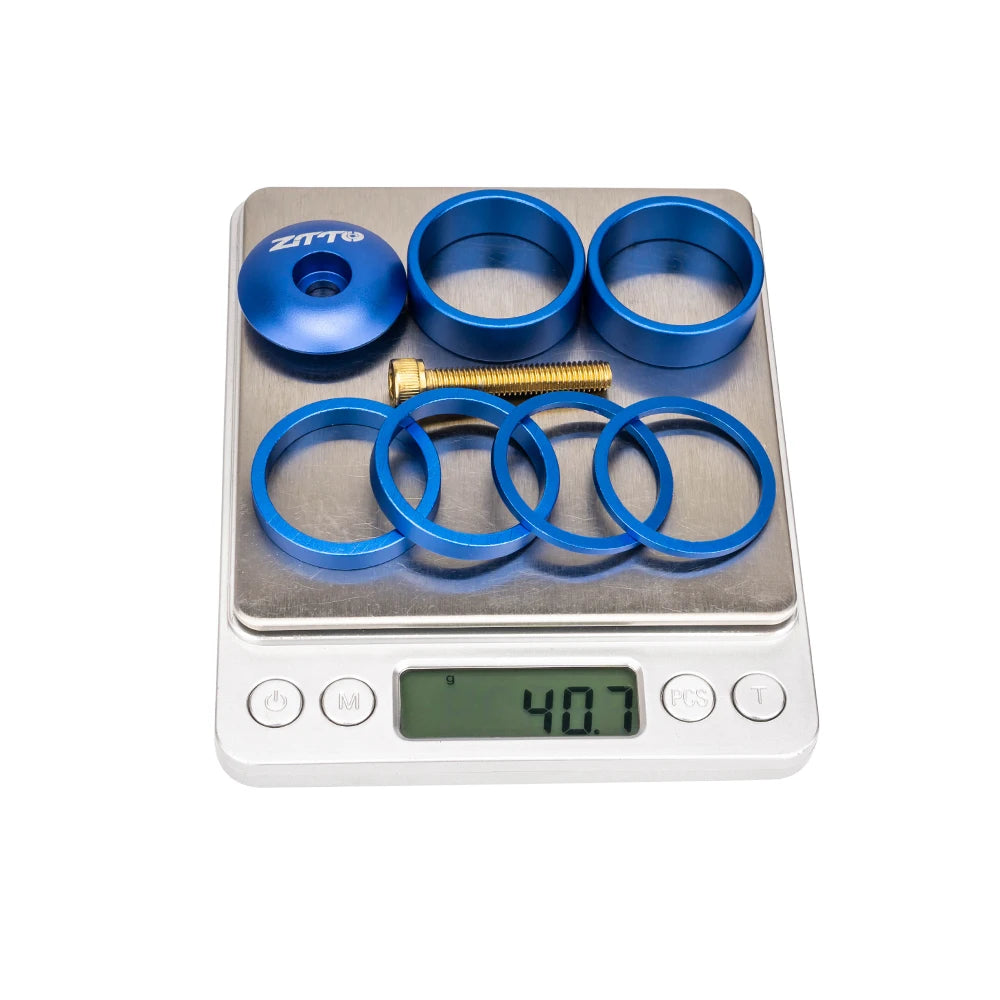 Lightweight ZTTO alloy headset spacer kit on scales