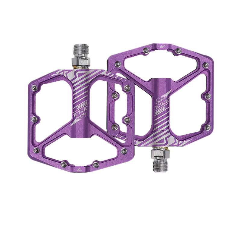 ENLEE Enduro Flat Pedals — Purple — CNC aluminium MTB platform pedal