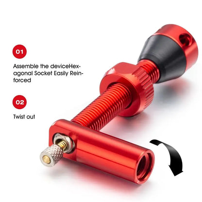 Precision CNC detail of high-flow tubeless valve