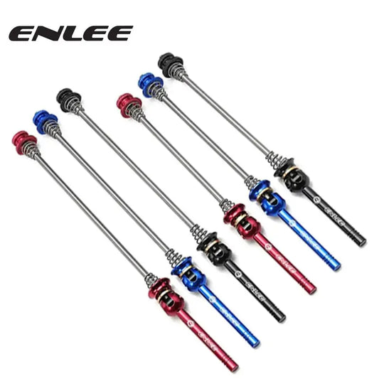 ENLEE Titanium QR Skewers - Red and Blue details