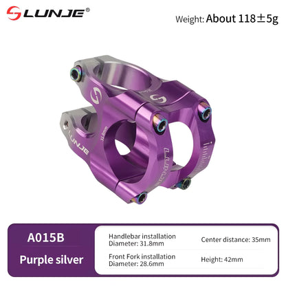Lunje CNC MTB Stem Purple Silver Duo-Tone – CNC Aluminum MTB Upgrade