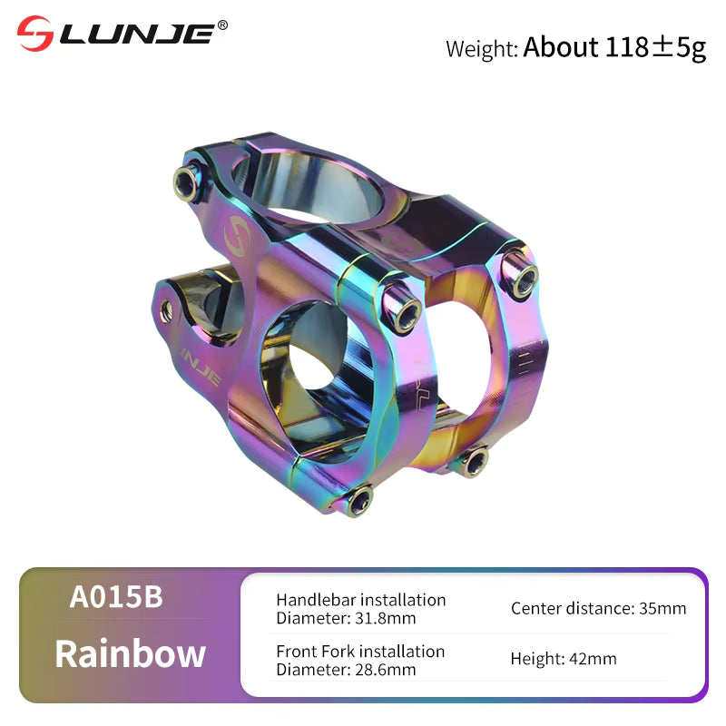Lunje CNC MTB Stem Oil Slick Rainbow Finish – Ultralight 125g