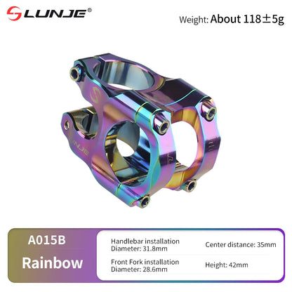 Lunje CNC MTB Stem Oil Slick Rainbow Finish – Ultralight 125g