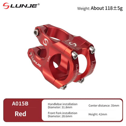 Lunje CNC MTB Stem Anodized Red – 31.8mm Bar Clamp MTB Upgrade