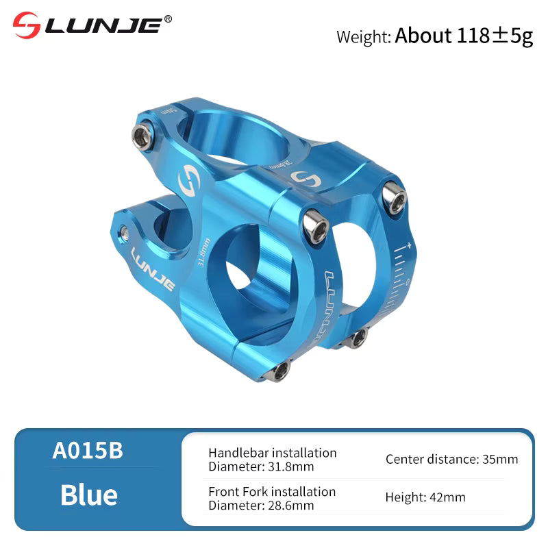 Lunje CNC MTB Stem Anodized Blue – CNC Aluminum 35mm 45mm