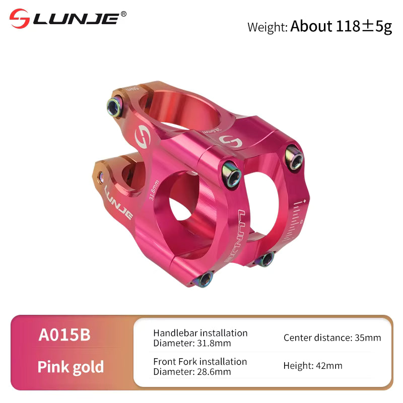 Lunje CNC MTB Stem Pink Gold Duo-Tone – Ultralight CNC Mountain Bike Stem