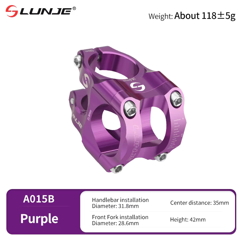 Lunje CNC MTB Stem Anodized Purple – 125g Lightweight CNC Stem