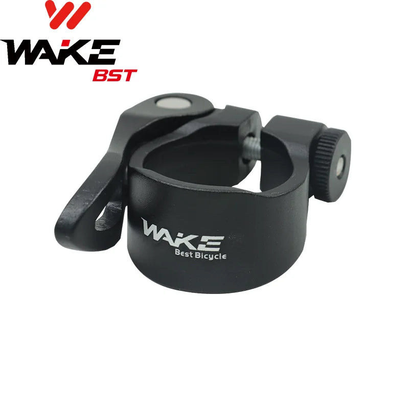 WAKE black anodised aluminium MTB seat clamp with quick-release lever