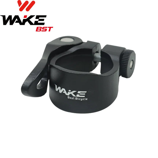 WAKE black anodised aluminium MTB seat clamp with quick-release lever
