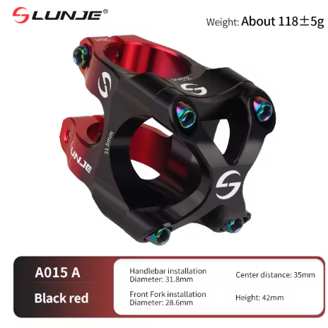 Lunje A015 X Style MTB Stem Black Red Duo-Tone – 31.8mm CNC Aluminum Mountain Bike Stem