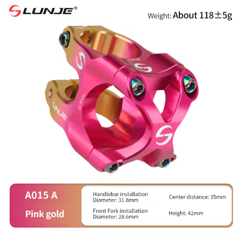 Lunje A015 X Style MTB Stem Pink Gold Duo-Tone – 31.8mm CNC Aluminum MTB Stem