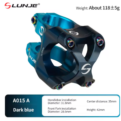 Lunje A015 X Style MTB Stem Dark Blue Duo-Tone – 31.8mm CNC Aluminum Mountain Bike Stem